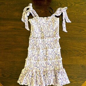 KatieJ NYC Tween Evan  Dress, Size medium (10) purple /white floral ruched